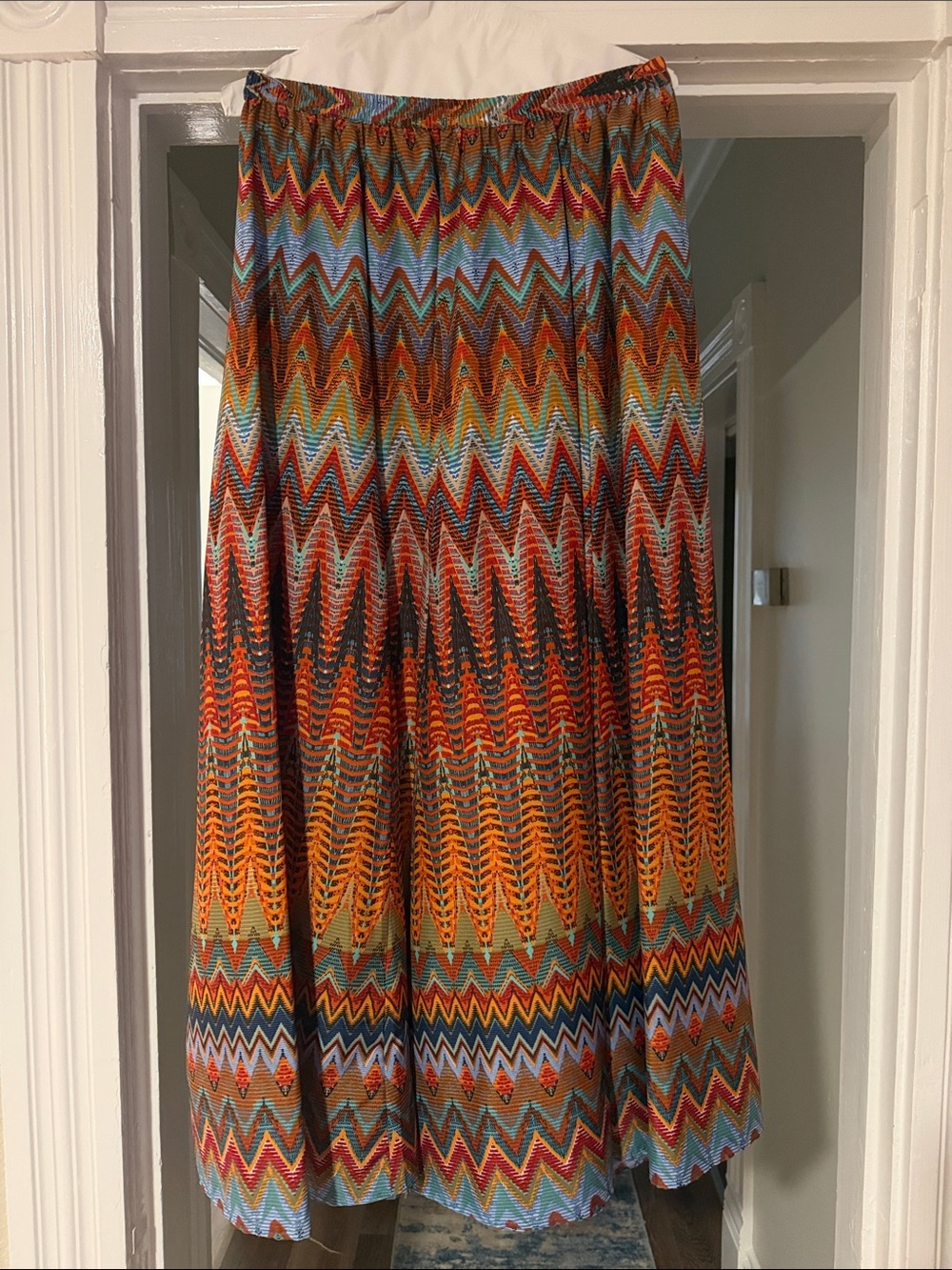 Multicolor Zigzag Maxi Skirt - Vibrant Chevron Print